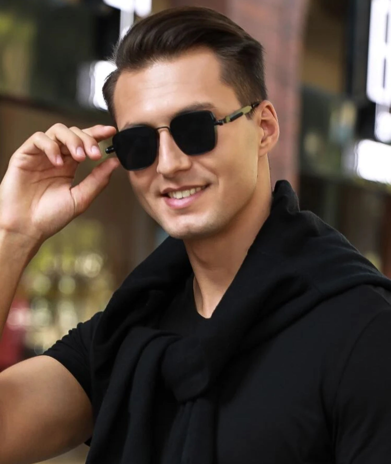 Men square metal frame sunglasses